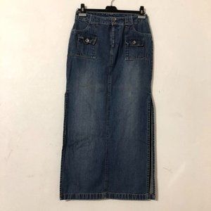 Y2k denim maxi skirt
